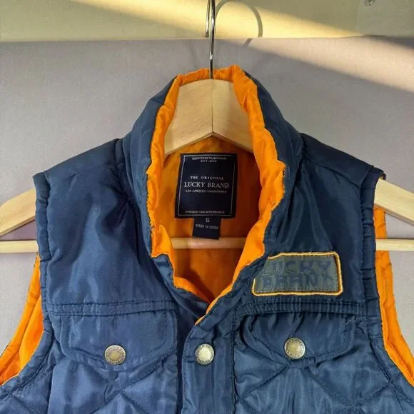 Lucky Brand Puffer Vest Boys 5 Ski Snowboard Diamond‎ Quilt Golf Outdoors Moto - Picture 2 of 10